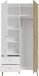 Kleiderschrank >Harllson< 2 Türen, 2 Schubladen, Inneneinteilung, in Weiss/ Mauvella Eiche Dekor - 104,5x201,7x52,2cm (BxHxT)