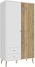 Kleiderschrank >Harllson< 2 Türen, 2 Schubladen, Inneneinteilung, in Weiss/ Mauvella Eiche Dekor - 104,5x201,7x52,2cm (BxHxT)