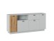 Sideboard >ALVERNO< 4 Türen, 1 Schublade, 1 Fach, in Asche/Coast Evoke Eiche Lamelle-Dekor - 180x83x40 (BxHxT)