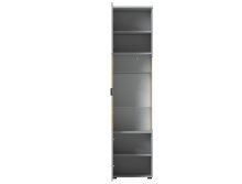 Glasvitrine >ALVERNO< in Asche/Coast Evoke Eiche Lamelle-Dekor - 50x208x40 (BxHxT)