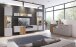 Glasvitrine >ALVERNO< in Asche/Coast Evoke Eiche Lamelle-Dekor - 50x208x40 (BxHxT)
