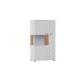 Stauraumvitrine >ALVERNO< 2 Türen, in Asche/Coast Evoke Eiche Lamelle-Dekor - 80x139x40 (BxHxT)