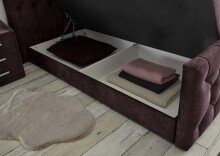 Boxspringbett >Cashfield< 6cm Topper, 2 Bettkästen, Bezugsstoff Aubergine gesteppt, Liegefläche 180x200cm - Stellmaß 200x113x225cm (BxHxT)