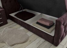 Boxspringbett >Cashfield< 6cm Topper, 2 Bettkästen, Bezugsstoff Aubergine gesteppt, Liegefläche 180x200cm - Stellmaß 200x113x225cm (BxHxT)