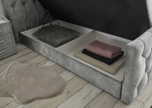 Boxspringbett >Cashfield< 6cm Topper, 2 Bettkästen, Bezugsstoff hellgrau gesteppt, Liegefläche 180x200cm - Stellmaß 200x113x225cm (BxHxT)