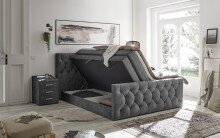 Boxspringbett >Cashfield< 6cm Topper, 2 Bettkästen, Bezugsstoff anthrazit gesteppt, Liegefläche 180x200cm - Stellmaß 200x113x225cm (BxHxT)