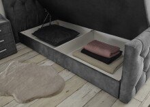 Boxspringbett >Cashfield< 6cm Topper, 2 Bettkästen, Bezugsstoff anthrazit gesteppt, Liegefläche 180x200cm - Stellmaß 200x113x225cm (BxHxT)
