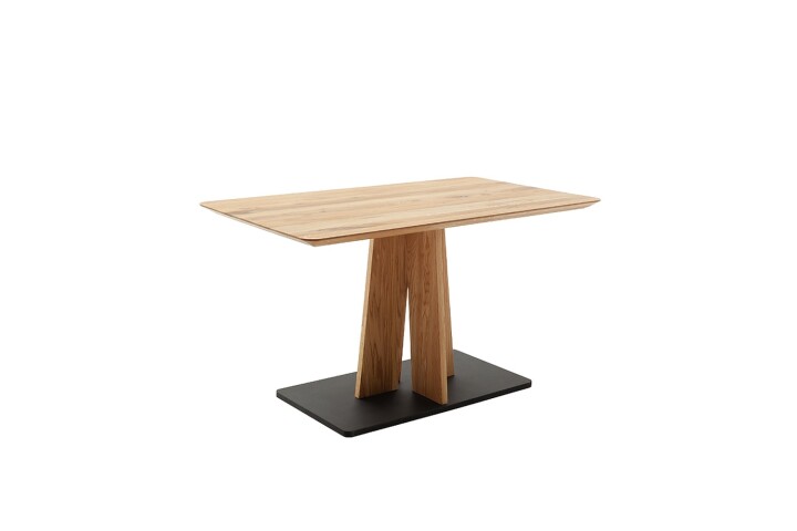 Esstisch >MARILIA< schweiter Kante, in Wildeiche massiv / schwarz - 120x76x80 (BxHxT)