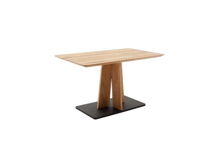 Esstisch >MARILIA< schweizer Kante, in Wildeiche Massiv / schwarz - 140x76x80 (BxHxT)