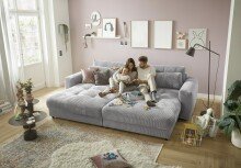 Big-Sofa >BARURA Loveseat< mit 4 Kissen, Bezug Cord-Optik grau "Dove" - 292x90x194 (BxHxT)