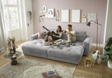 Big-Sofa >BARURA Loveseat< mit 4 Kissen, Bezug Cord-Optik grau "Dove" - 292x90x194 (BxHxT)