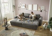 Big-Sofa >BARURA Loveseat< mit 4 Kissen, Bezug Cord-Optik anthrazit "ash" - 292x90x194 (BxHxT)