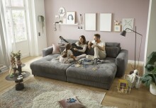 Big-Sofa >BARURA Loveseat< mit 4 Kissen, Bezug Cord-Optik anthrazit "ash" - 292x90x194 (BxHxT)