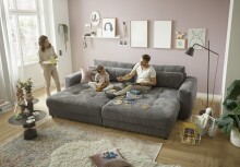 Big-Sofa >BARURA Loveseat< mit 4 Kissen, Bezug Cord-Optik anthrazit "ash" - 292x90x194 (BxHxT)