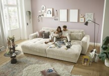 Big-Sofa >BARURA Loveseat< mit 4 Kissen, Bezug Cord-Optik creme / beige - 292x90x194 (BxHxT)