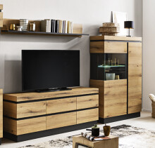 Wohnwand >Corte< (3-teilig) in Coast Evoke Eiche Dekor - 265x165x45 (BxHxT)