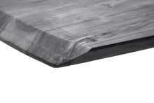 Esstisch >TIBERIAS< Bootsform, Gestell Metall, Massivholz grau - 180x77x100cm (BxHxT)