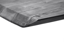 Esstisch >TIBERIAS< Bootsform, Gestell Metall, Massivholz grau - 200x77x100cm (BxHxT)