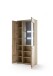 Stauraumvitrine >BUFFALO< 2 Türen, Front Massivholz, Korpus furniert, Balkeneiche Bianco geölt - 90x200x37 (BxHxT)