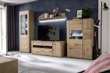 TV-Board >BUFFALO< 2 Türen, 2 Schubladen, Front Massivholz, Korpus furniert, Balkeneiche Bianco geölt - 180x59x50 (BxHxT)