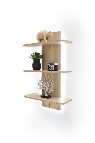 Wandboard >BUFFALO< Rückwand Massivholz, Böden furniert, Balkeneiche Bianco geölt - 60x96x37 (BxHxT)