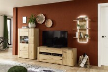 Wandboard >BUFFALO< Rückwand Massivholz, Böden furniert, Balkeneiche Bianco geölt - 60x96x37 (BxHxT)