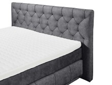 Boxspringbett >FLORENZ< 2x Bettkasten, 6cm Topper, 7 Zonen, Stoff anthrazit, abgesteppt, Liegefläche 180x200cm - Stellmaß 200x110x213 (BxHxT)