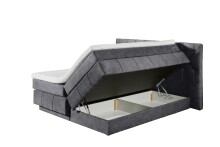 Boxspringbett >FLORENZ< 2x Bettkasten, 6cm Topper, 7 Zonen, Stoff anthrazit, abgesteppt, Liegefläche 180x200cm - Stellmaß 200x110x213 (BxHxT)