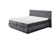 Boxspringbett >FLORENZ< 2x Bettkasten, 6cm Topper, 7 Zonen, Stoff anthrazit, abgesteppt, Liegefläche 180x200cm - Stellmaß 200x110x213 (BxHxT)