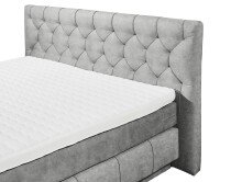 Boxspringbett >FLORENZ< 2x Bettkasten, 6cm Topper, 7 Zonen, Stoff grau, abgesteppt, Liegefläche 180x200cm - Stellmaß 200x110x213 (BxHxT)