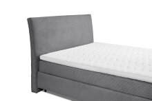 Boxspringbett >MARBELLA< inkl. 6cm Topper, Bezug Cord-Optik grau, Härtegrad 2/3 durch wenden, Liegefläche 180x200cm - Stellmaß 185x126x216 (BxHxT)