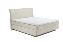 Boxspringbett >MARBELLA< inkl. 6cm Topper, Bezug Cord-Optik creme/beige, Härtegrad 2/3 durch wenden, Liegefläche 180x200cm - Stellmaß 185x126x216 (BxHxT)
