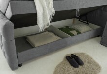 Boxspringbett >Mendoza< 7-Zonen, 2x Bettkasten, inkl. Topper (6cm), Stoff dunkelgrau, Liegefläche 180x200cm - Stellmaß 203x120x222 (BxHxT)