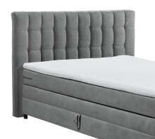 Boxspringbett >Mendoza< 7-Zonen, 2x Bettkasten, inkl. Topper (6cm), Stoff dunkelgrau, Liegefläche 180x200cm - Stellmaß 203x120x222 (BxHxT)