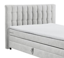 Boxspringbett >Mendoza< 7-Zonen, 2x Bettkasten, inkl. Topper (6cm), Stoff silber, Liegefläche 180x200cm - Stellmaß 203x120x222 (BxHxT)