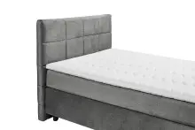 Boxspringbett >NAVARRA 140< 7-Zonen, 4cm Topper, Bezugsstoff grau, Liegefläche 140x200cm - Stellmaß 143x113x210 (BxHxT)