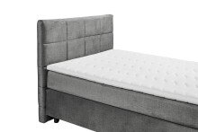 Boxspringbett >NAVARRA 140< 7-Zonen, 4cm Topper, Bezugsstoff grau, Liegefläche 140x200cm - Stellmaß 143x113x210 (BxHxT)