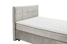 Boxspringbett >NAVARRA 140< 7-Zonen, 4cm Topper, Bezugsstoff silber, Liegefläche 140x200cm - Stellmaß 143x113x210 (BxHxT)