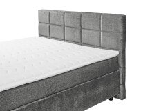 Boxspringbett >NAVARRA 180< 7-Zonen, 4cm Topper, Bezugsstoff grau, Liegefläche 180x200cm - Stellmaß 183x113x210 (BxHxT)