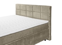 Boxspringbett >NAVARRA 180< 7-Zonen, 4cm Topper, Bezugsstoff braun/stone, Liegefläche 180x200cm - Stellmaß 183x113x210 (BxHxT)