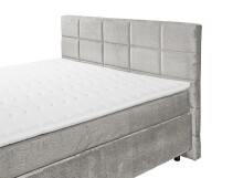 Boxspringbett >NAVARRA 180< 7-Zonen, 4cm Topper, Bezugsstoff silber, Liegefläche 180x200cm - Stellmaß 183x113x210 (BxHxT)