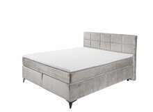 Boxspringbett >NAVARRA 180< 7-Zonen, 4cm Topper, Bezugsstoff silber, Liegefläche 180x200cm - Stellmaß 183x113x210 (BxHxT)