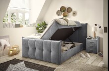Boxspringbett >THOMPSON< 2x Bettkasten, 9-Zonen, 6cm Topper, in anthrazit, Liegefläche 180x200cm - Stellmaß 200x114x226cm (BxHxT)