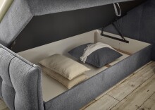Boxspringbett >THOMPSON< 2x Bettkasten, 9-Zonen, 6cm Topper, in anthrazit, Liegefläche 180x200cm - Stellmaß 200x114x226cm (BxHxT)