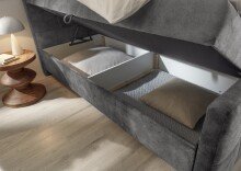 Boxspringbett >VALETTA< 2x Bettkasten, 7-Zonen, 6cm Topper, in anthrazit, Liegefläche 180x200cm - Stellmaß 185x115x224cm (BxHxT)