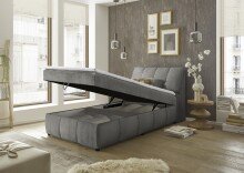 Boxspringbett >Valencia 120< 2x Bettkasten / Stauraum, inkl. Topper, Bezug graphite, Liegefläche 120x200cm - Stellmaß 123x105x240cm (BxHxT)