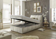 Boxspringbett >Valencia 120< 2x Bettkasten / Stauraum, inkl. Topper, Bezug Ivory cream, Liegefläche 120x200cm - Stellmaß 123x105x240cm (BxHxT)