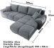 Ecksofa >ANTON< links / rechts montierbar, Schlaffunktion, Bettkasten, 5 Kissen, in anthrazit - 289x85x189 (BxHxT)