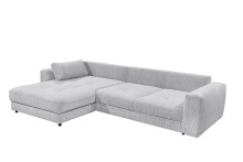 Ecksofa >BARURA< links/rechts aufbaubar,  6 Kissen, Cord grau "dove" - 333x90x194 (BxHxT)