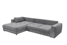 Ecksofa >BARURA< links/rechts aufbaubar,  6 Kissen, Cord dunkelgrau "ash" - 333x90x194 (BxHxT)